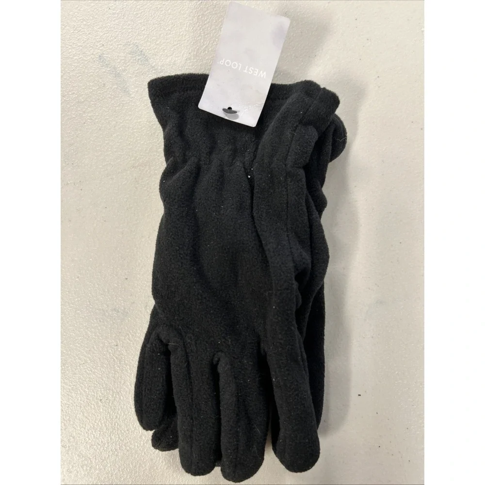 West Loop Mens Unisex Black Fleece Super Soft Gloves - NWT - Mens One Size